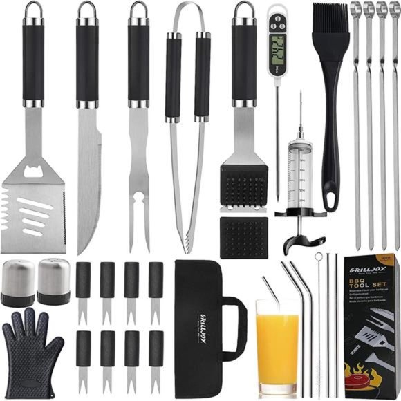 Kitchen | 3pcs Bbq Grill Tools Set With Thermometer And Meat Injector ...